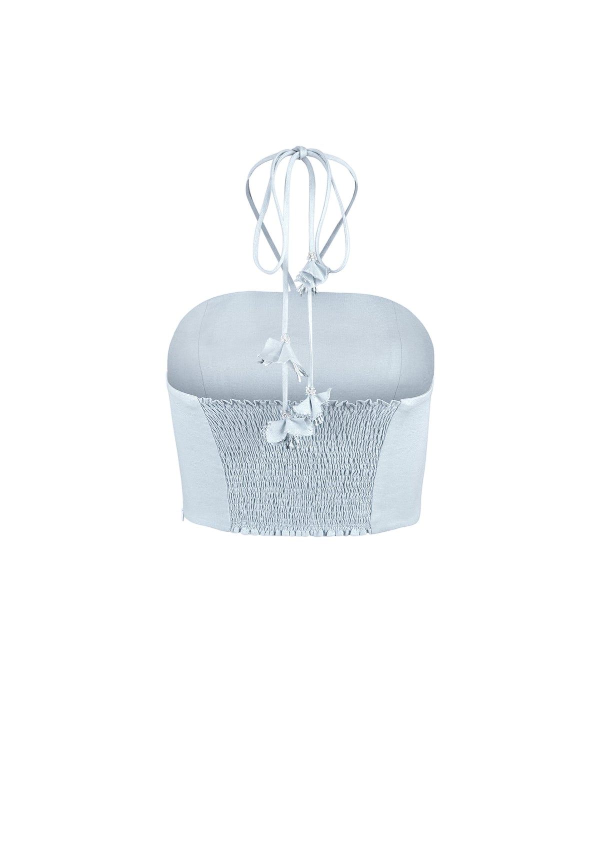 Gol Bustier Top - Blue & White Tops - Bustier & Embroidered OVER THE MOON
