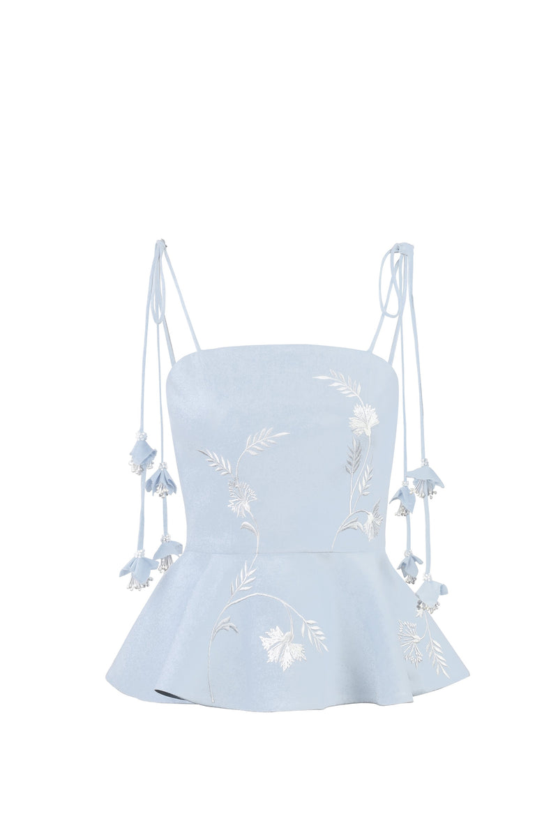 Lily Top- Baby Blue & Ivory Rosewater House 