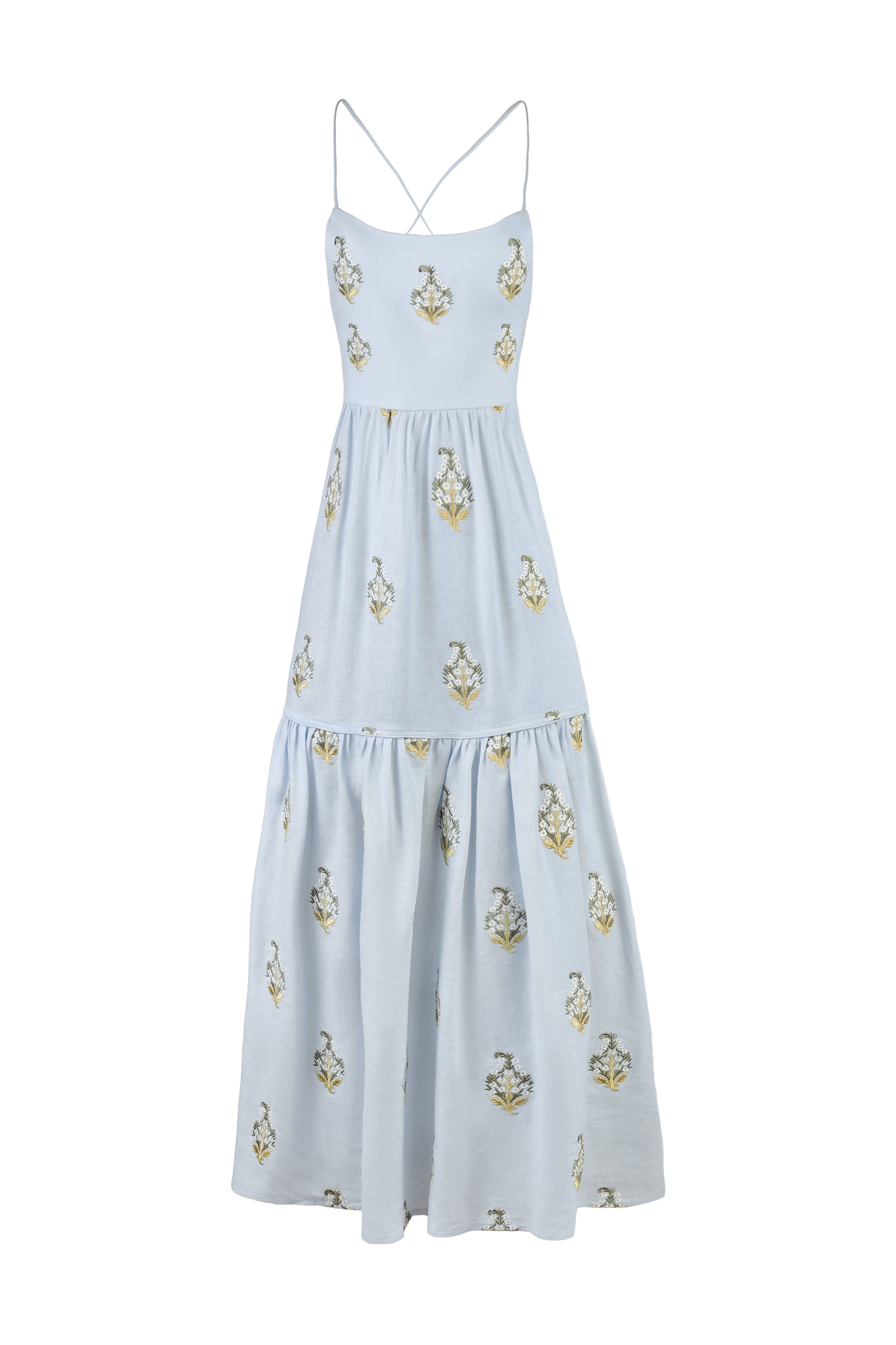 Sarv Maxi Dress - Baby Blue & White Rosewater House