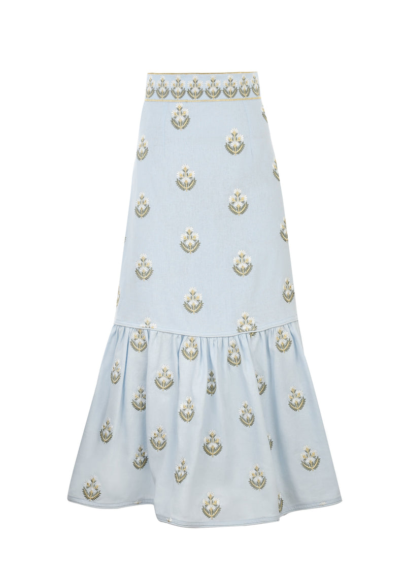 Begum Skirt- Light Blue & White -PRE ORDER- Dresses - Formal Rosewater House - Wholesale SS25 
