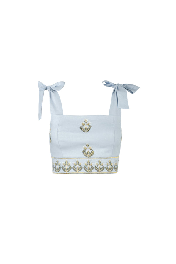 Begum Crop Top - Light Blue & White Dresses - Formal Rosewater House - Wholesale SS25 