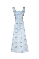Malika Dress -White & Baby Blue Dresses - Formal Rosewater House