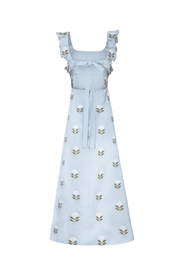 Malika Dress -White & Baby Blue Dresses - Formal Rosewater House 