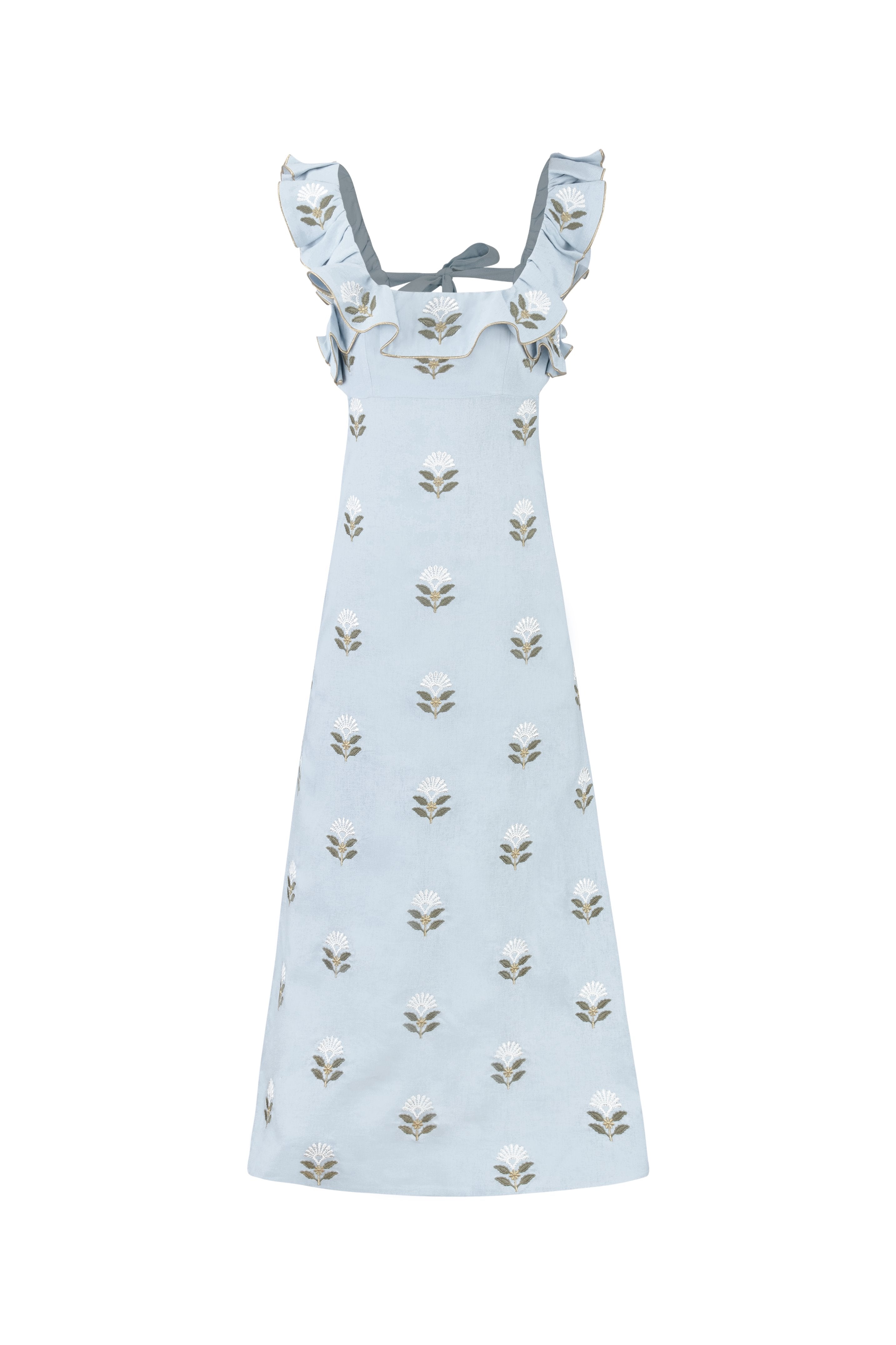 Malika Dress -White & Baby Blue Dresses - Formal Rosewater House