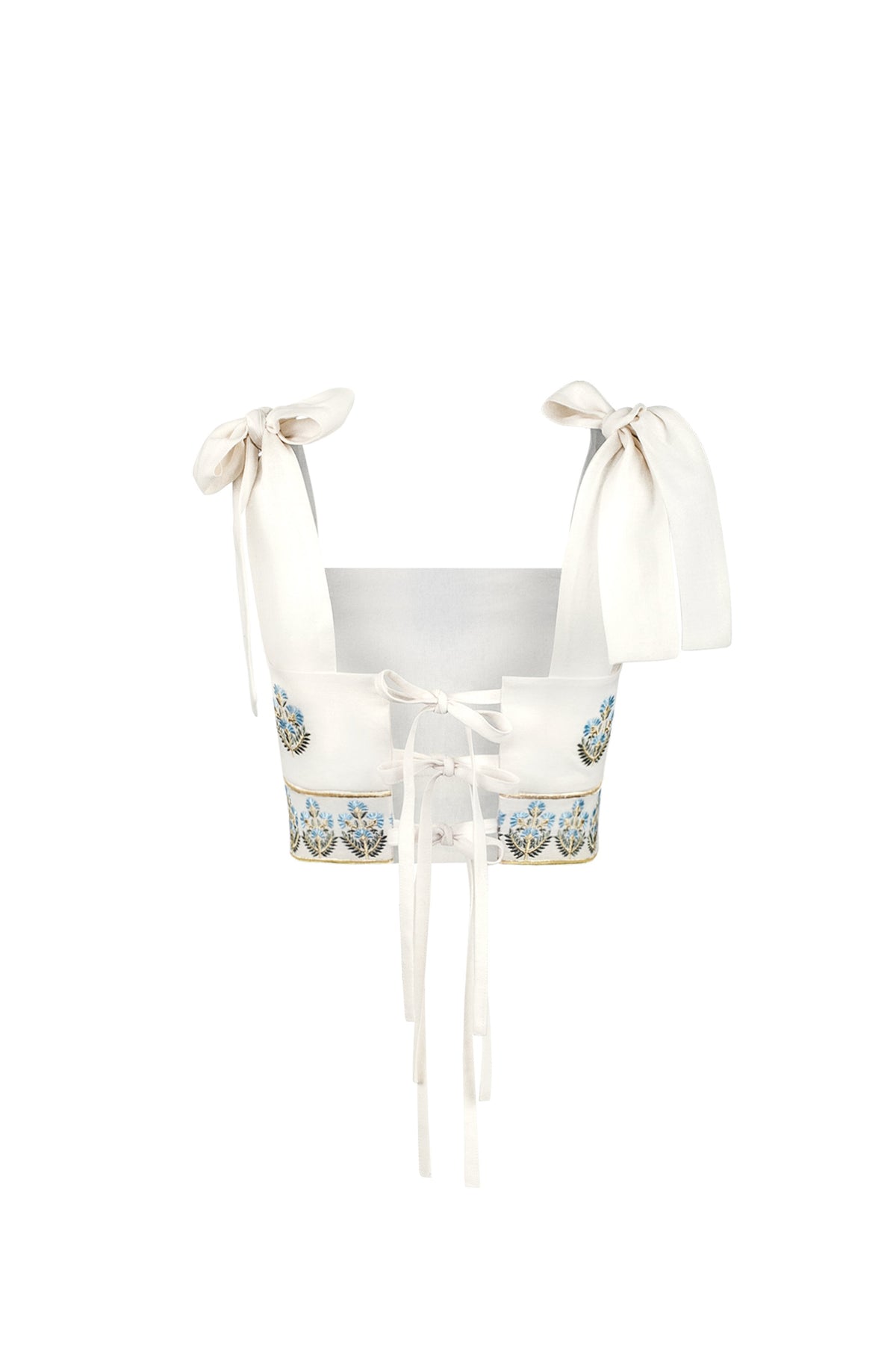 Begum Crop Top- Off White & Blue Dresses - Formal Rosewater House - Wholesale SS25