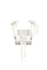 Begum Crop Top- Off White & Blue Dresses - Formal Rosewater House - Wholesale SS25