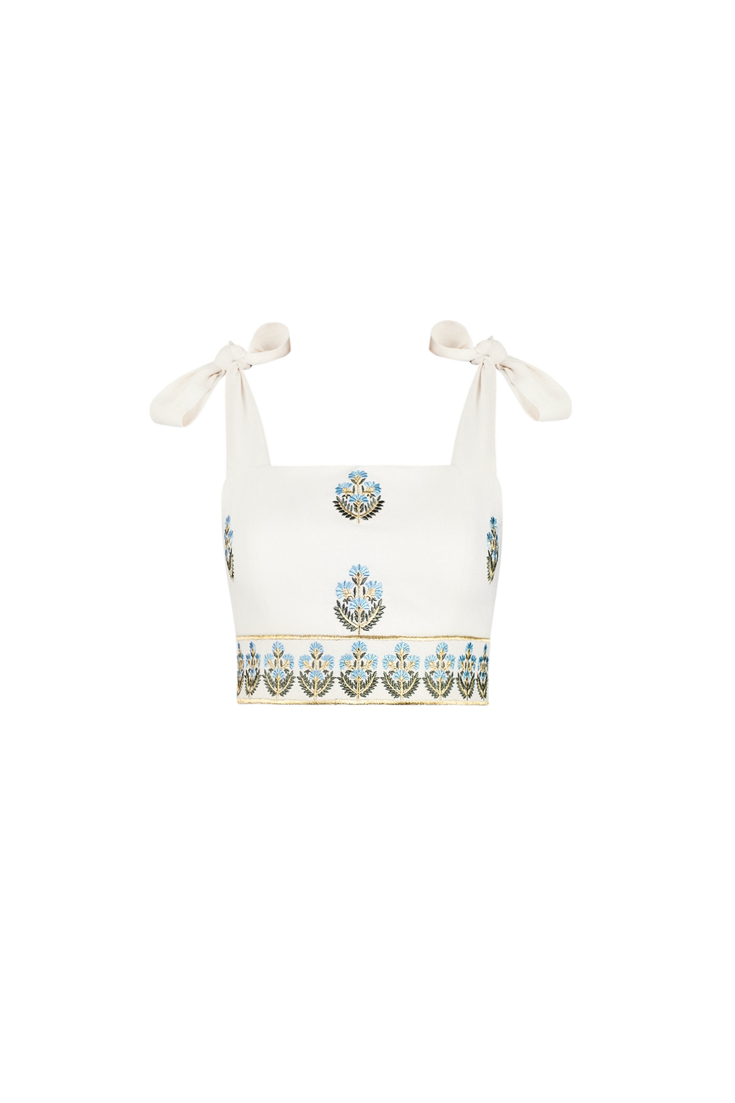 Begum Crop Top- Off White & Blue Dresses - Formal Rosewater House - Wholesale SS25