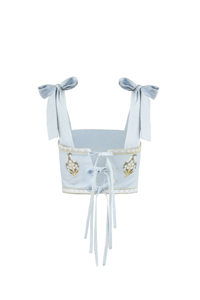 Sarv Crop Top - Blue & White Rosewater House 