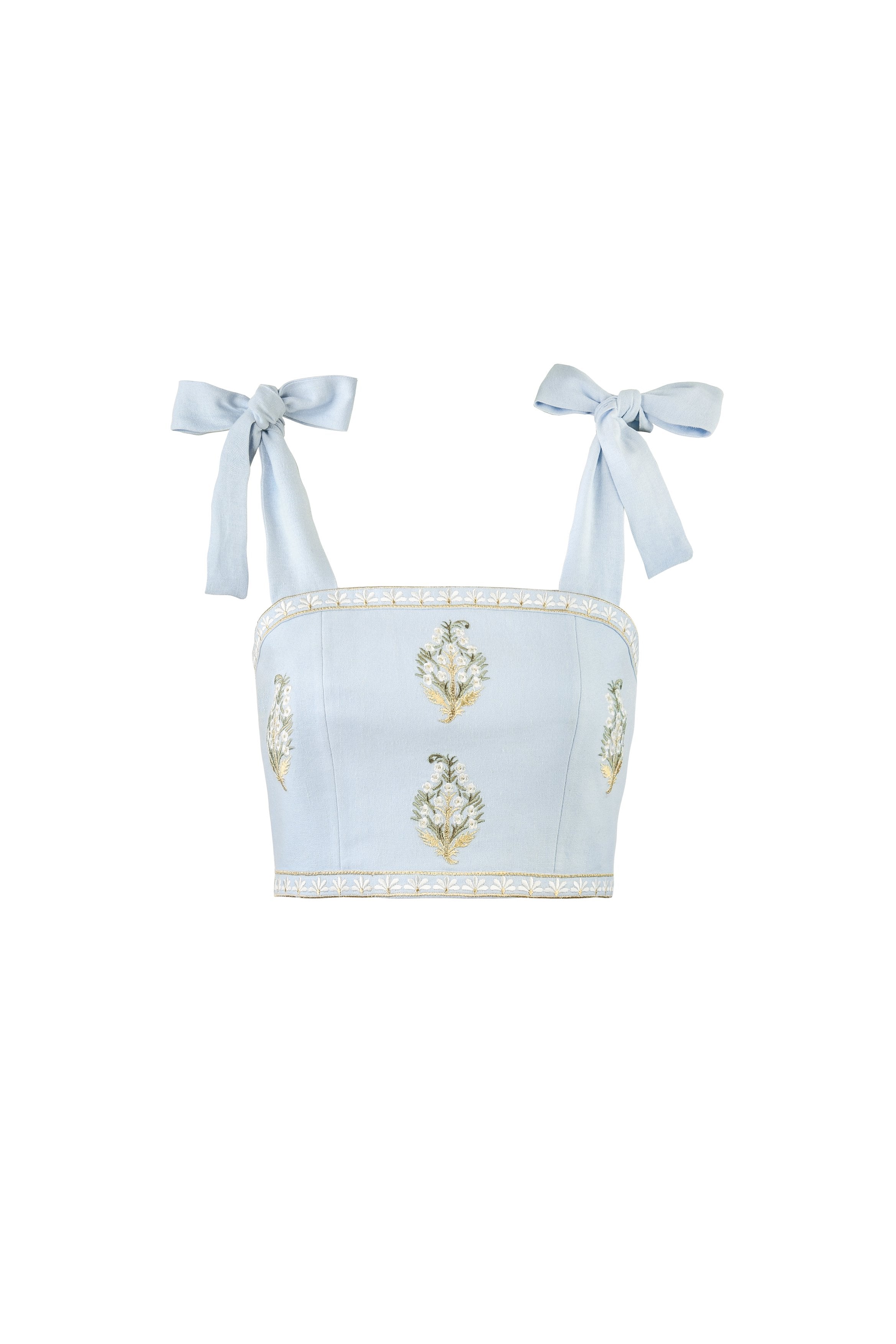 Sarv Crop Top - Blue & White Rosewater House