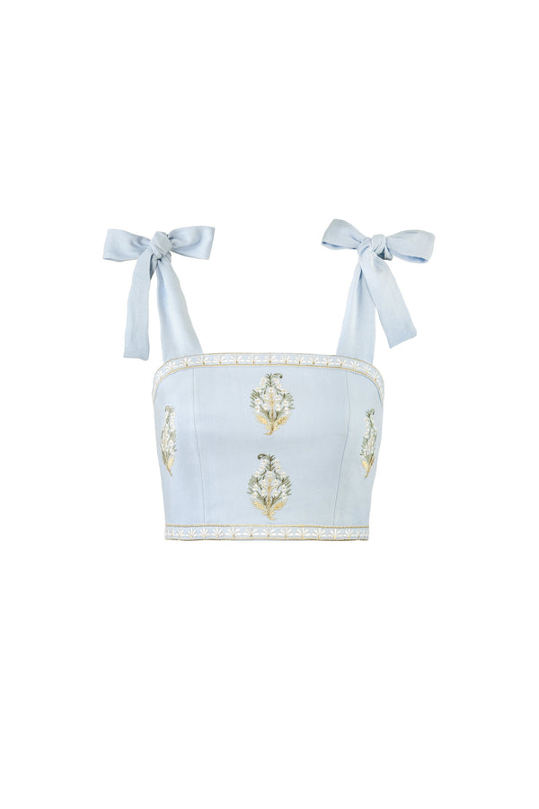 Sarv Crop Top - Blue & White Rosewater House 