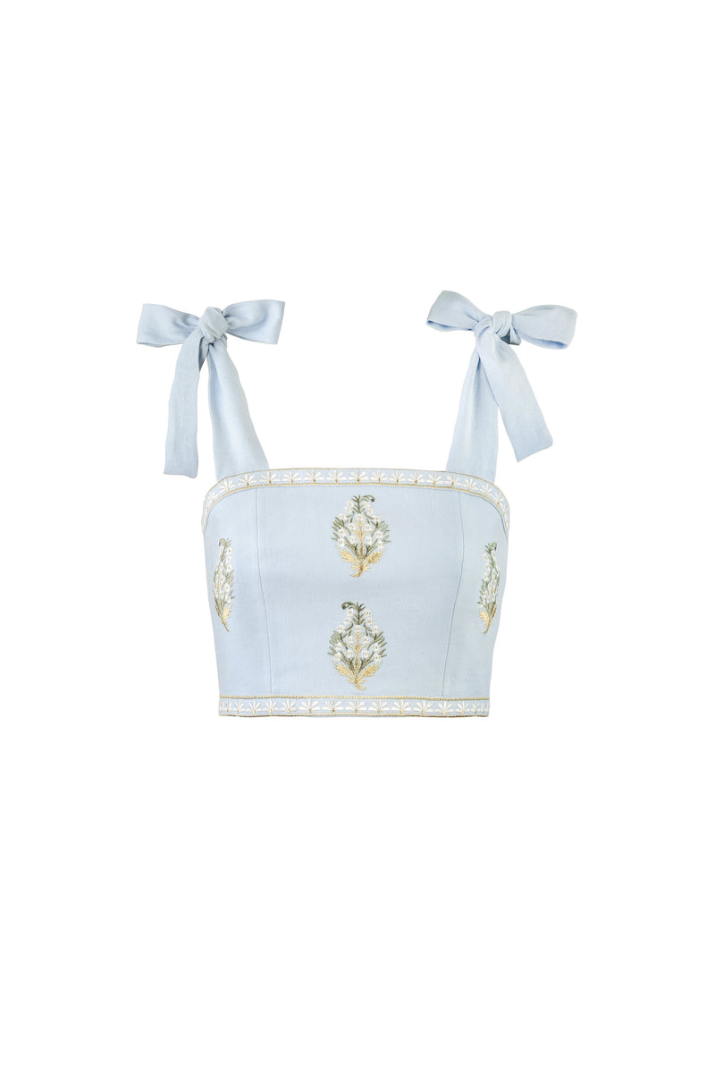 Sarv Crop Top - Blue & White Rosewater House 