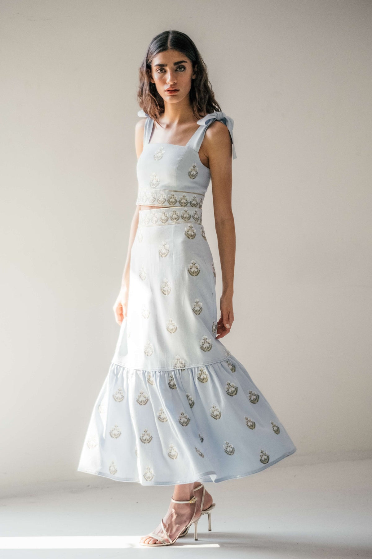 Begum Skirt- Light Blue & White -PRE ORDER- Dresses - Formal Rosewater House - Wholesale SS25