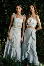 Gol Bustier Top - Blue & White Tops - Bustier & Embroidered OVER THE MOON