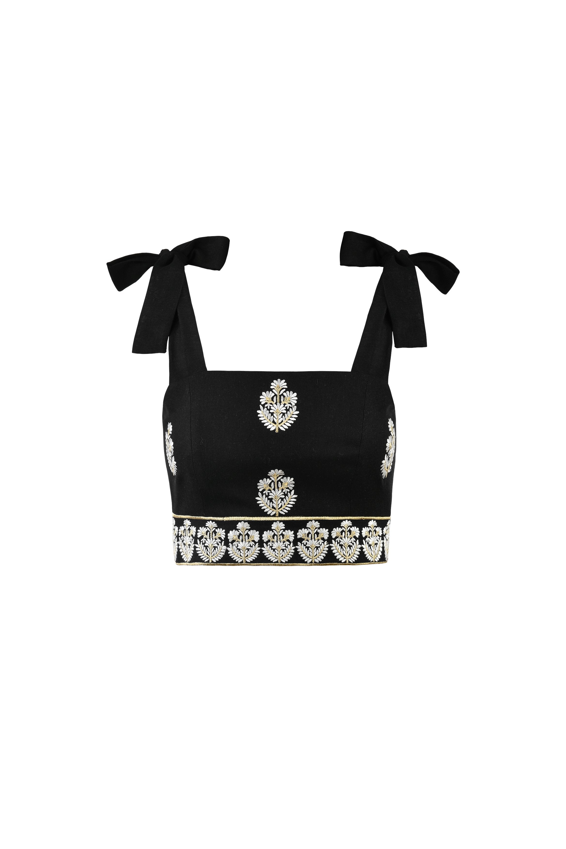 Begum Top - Black & White & Gold Rosewater House