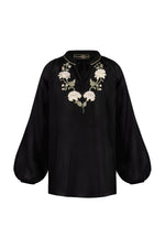 Golestan Blouse - Golestan embroidery Creme & Black Tops - Blouse Rosewater House 