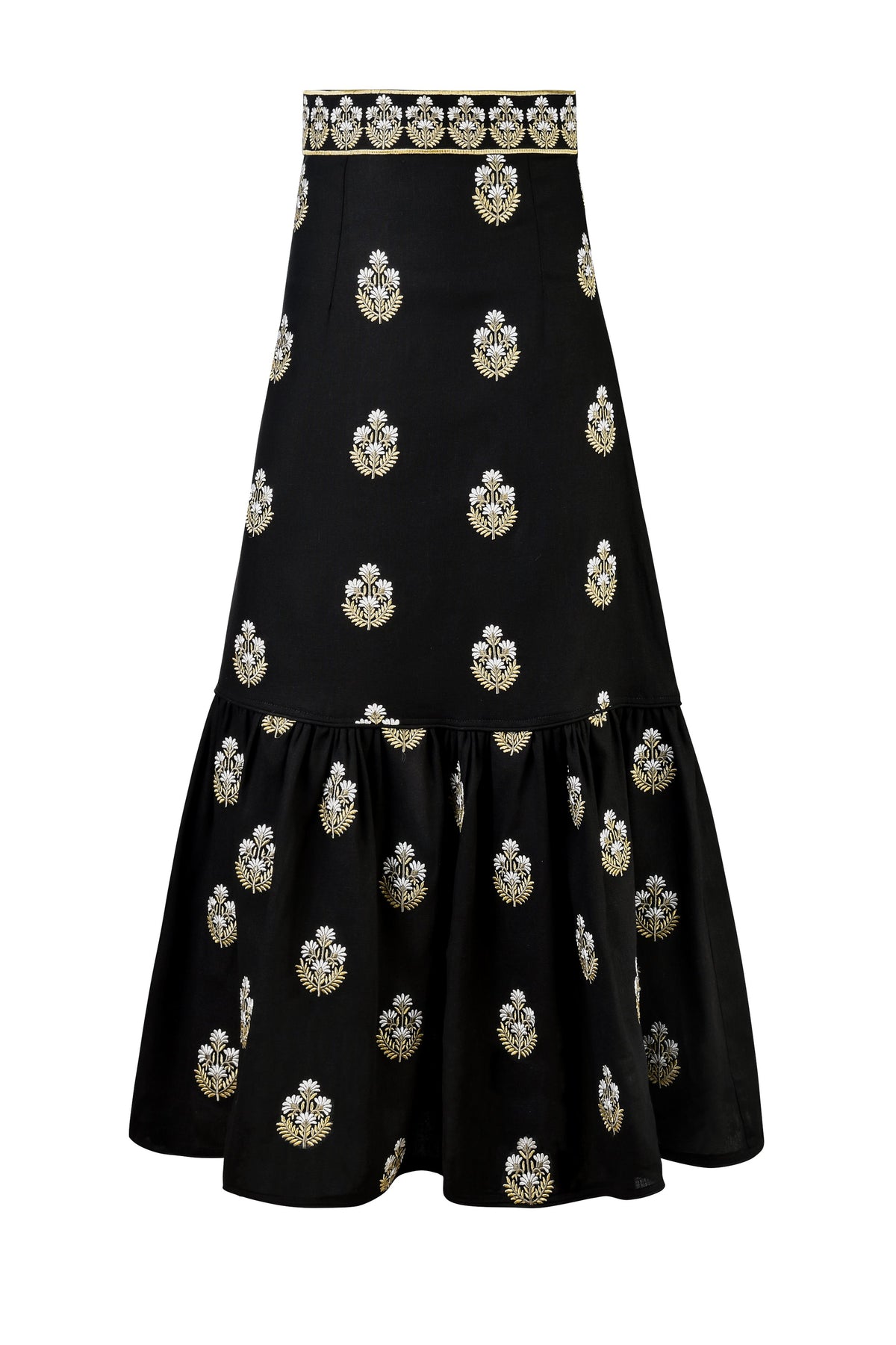 Begum Skirt- Black & White & Gold Rosewater House