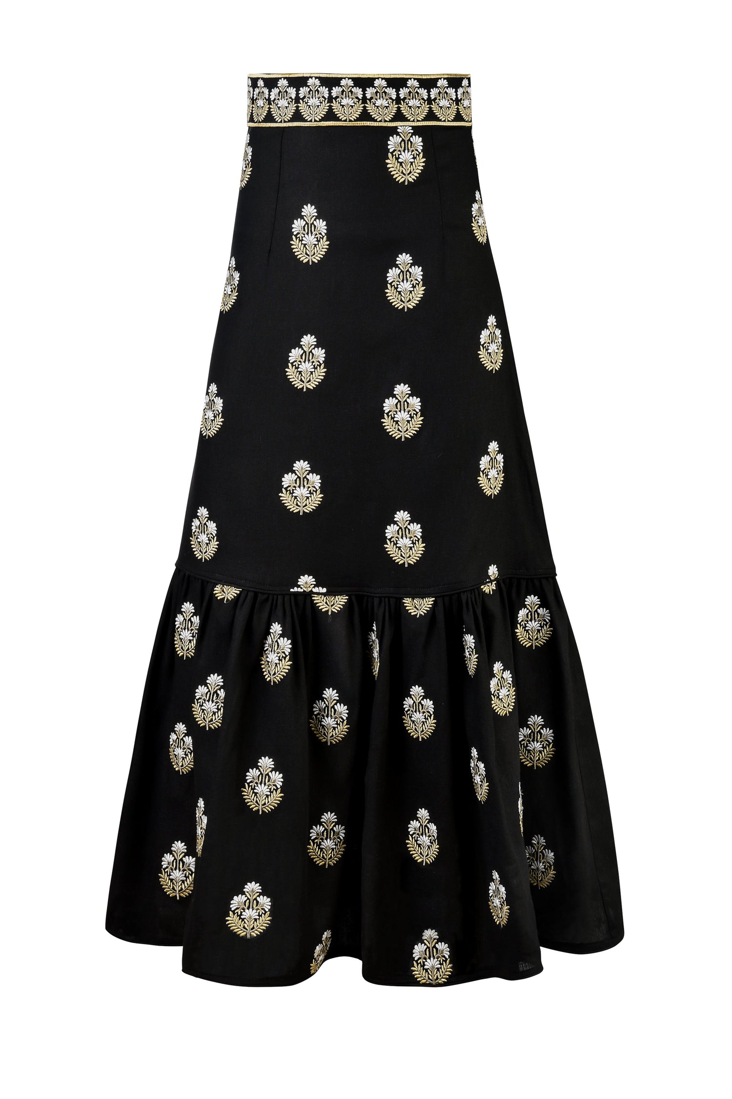 Begum Skirt- Black & White & Gold Rosewater House
