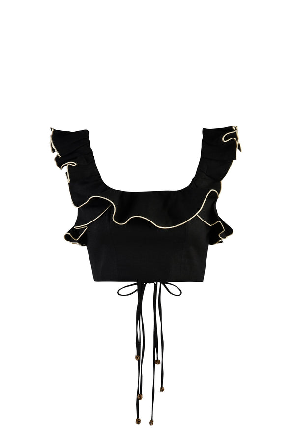 Malika Bustier Top - Black Tops - Cropped & Casual Rosewater House 