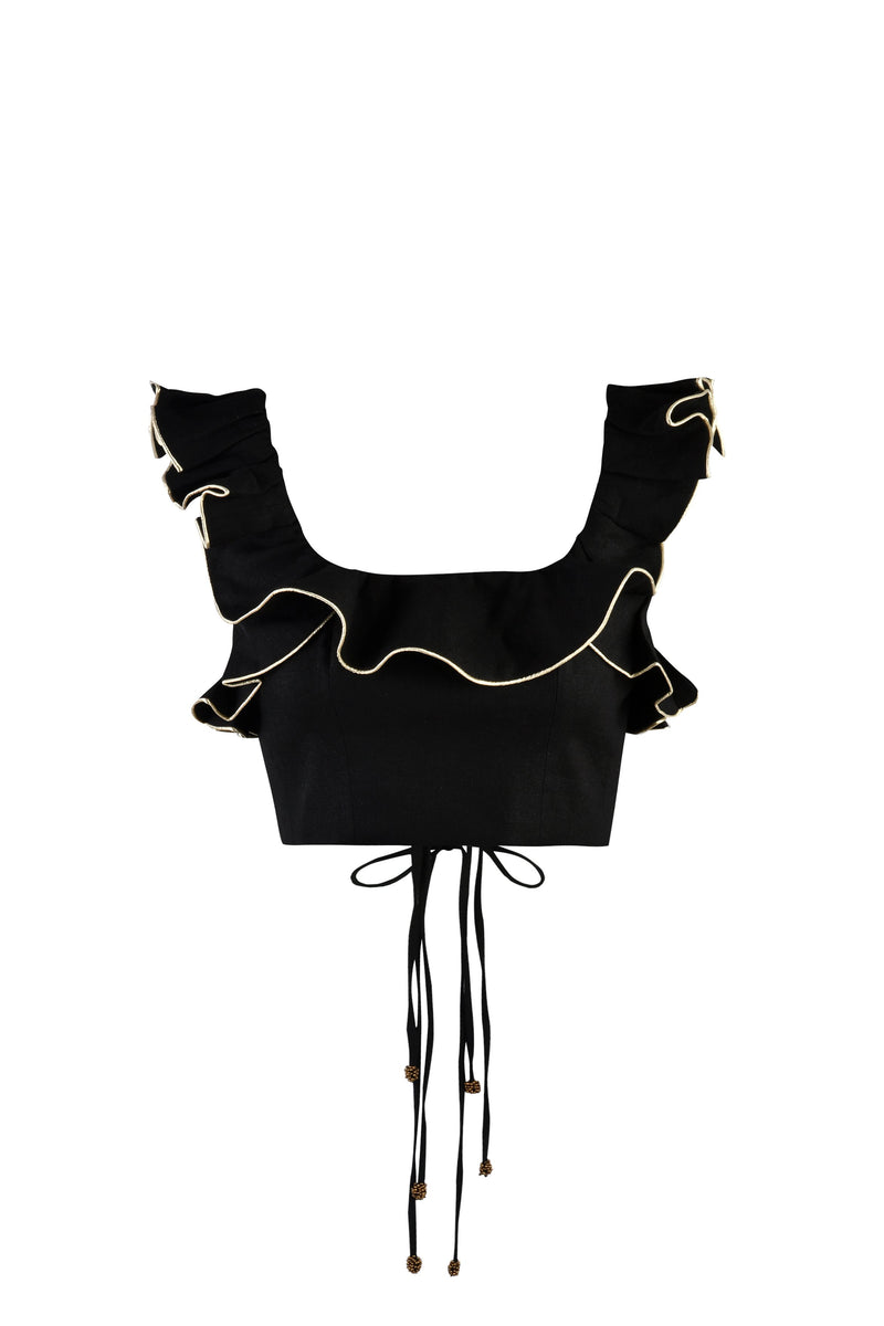 Malika Bustier Top - Black Tops - Cropped & Casual Rosewater House 