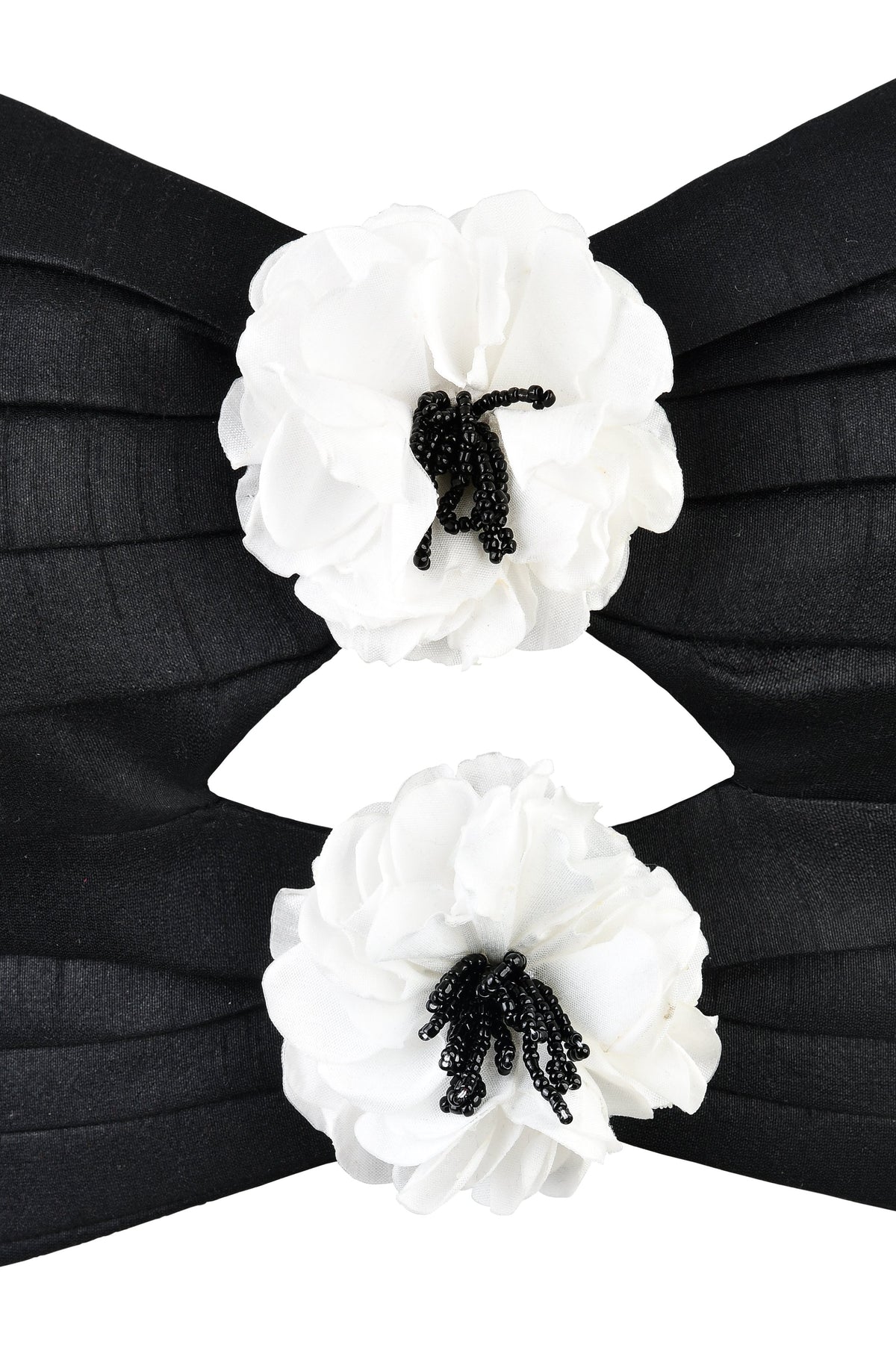 Rosa Silk Tafetta Cut Out Top - Black & White Rosewater House