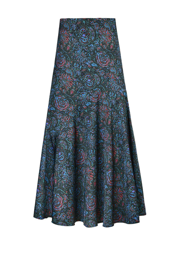 Zoya Skirt - Printed Silk Black Rosewater House 