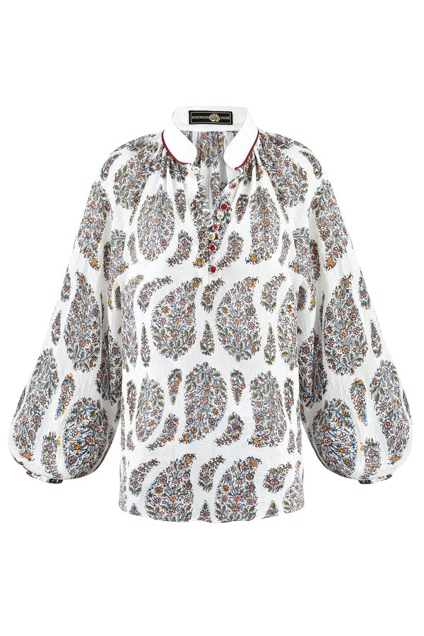 Golab Blouse - Paisley & Red Tops - Blouse Rosewater House 