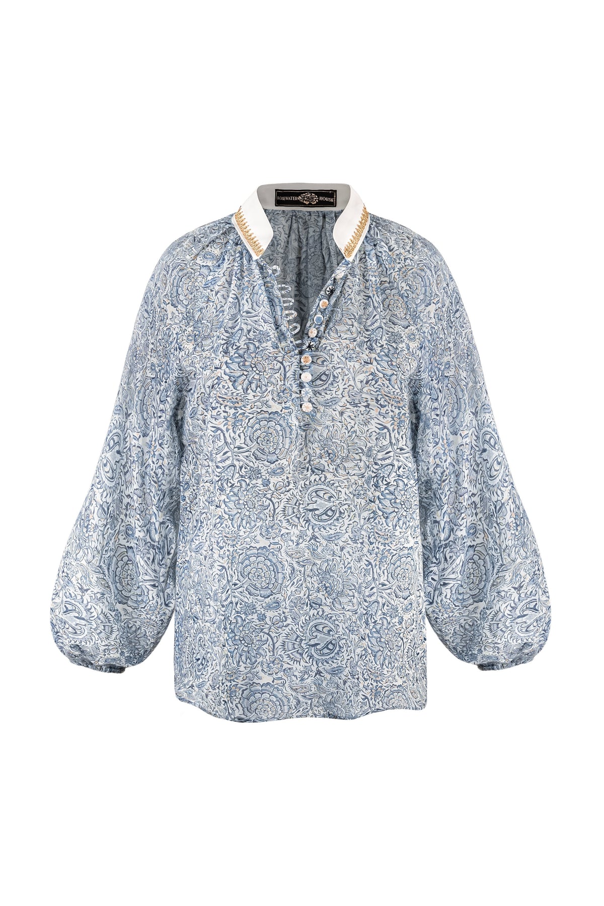 Golab Blouse - Blue Iris Tops - Blouse Rosewater House 