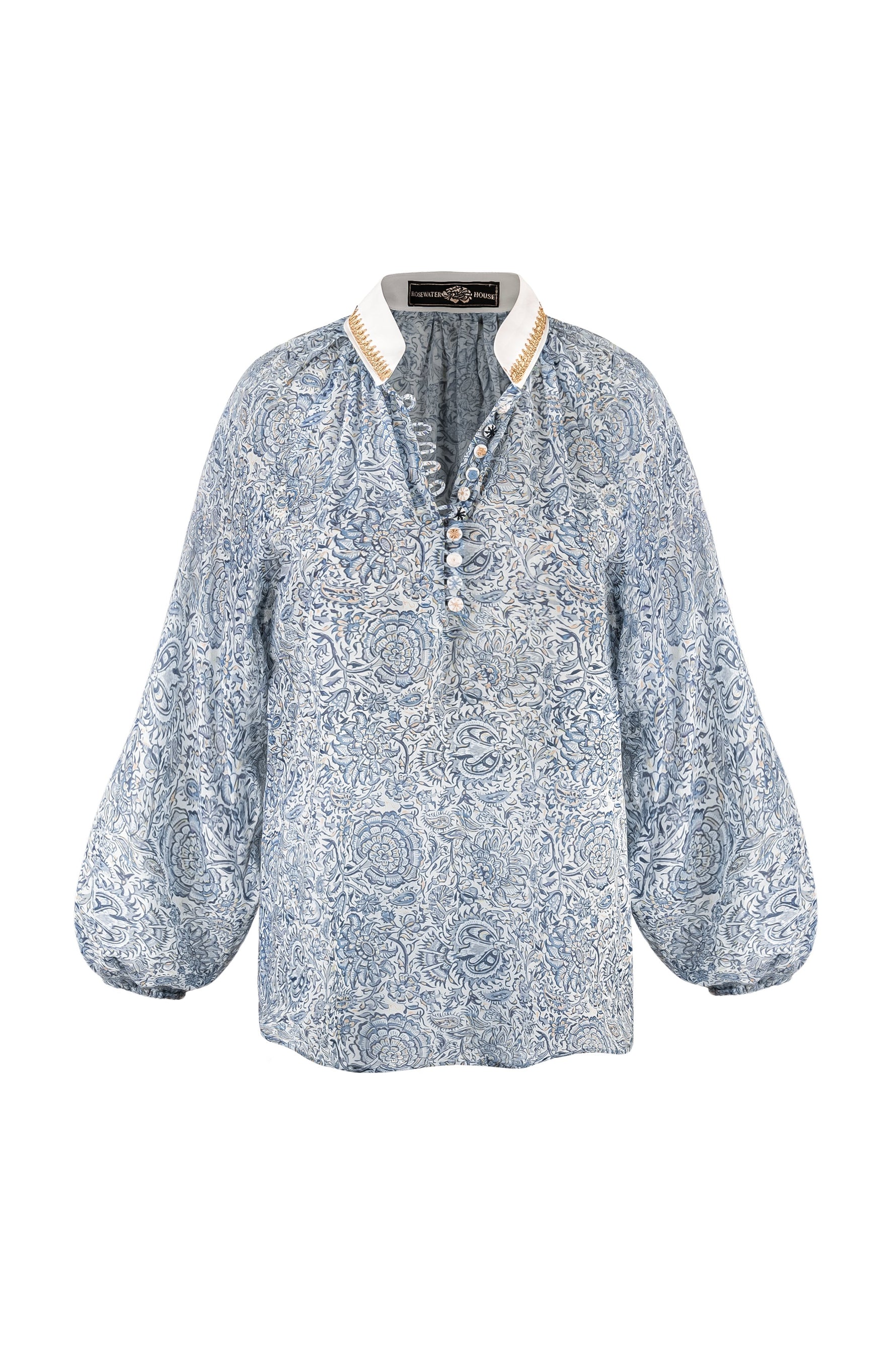 Golab Blouse - Blue Iris Tops - Blouse Rosewater House 