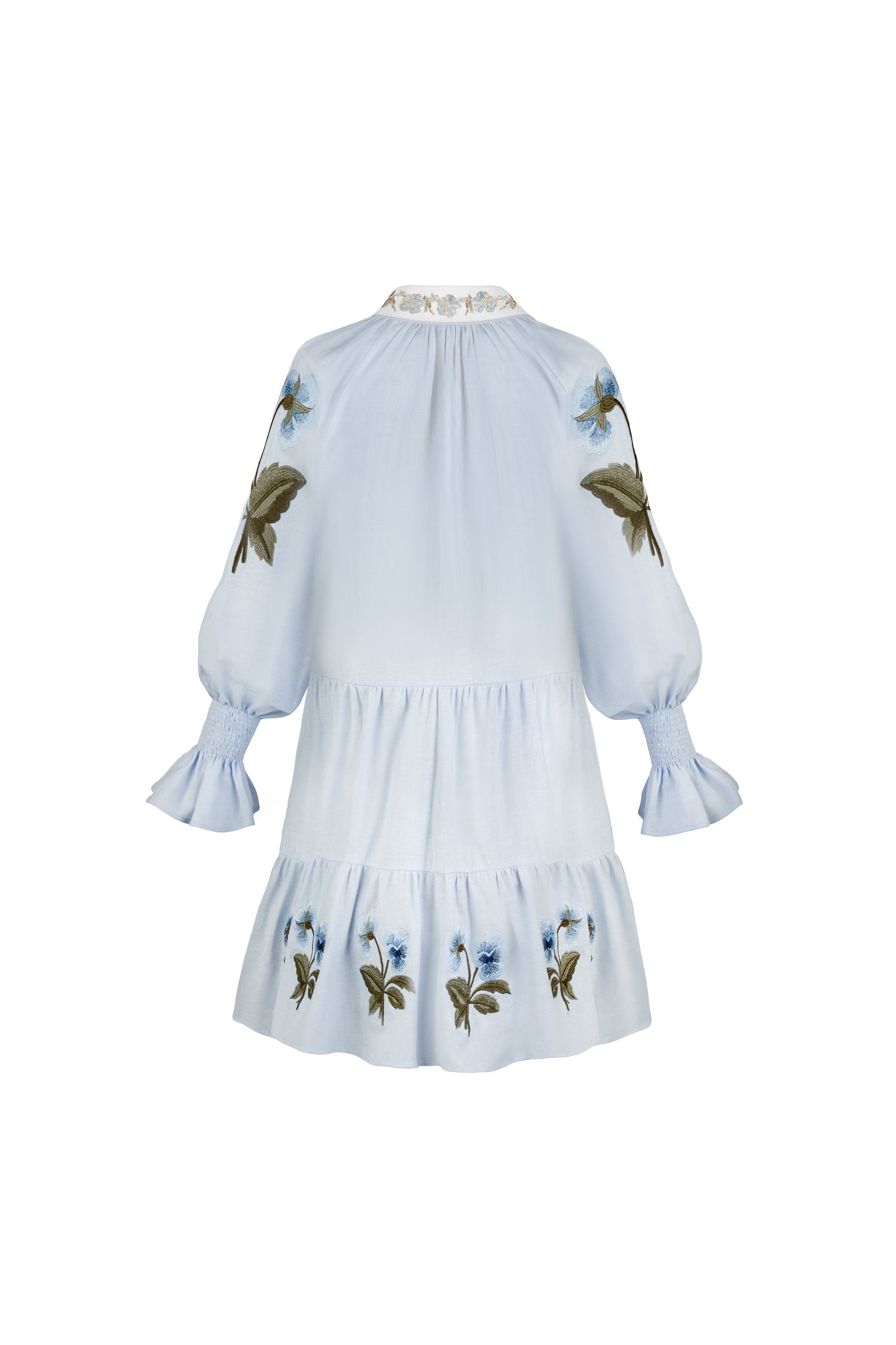 Amelia Mini dress - Pansy Embroidered Blue & Navy Rosewater House