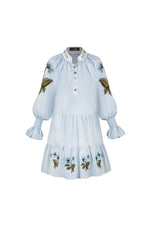 Amelia Mini dress - Pansy Embroidered Blue & Navy Rosewater House