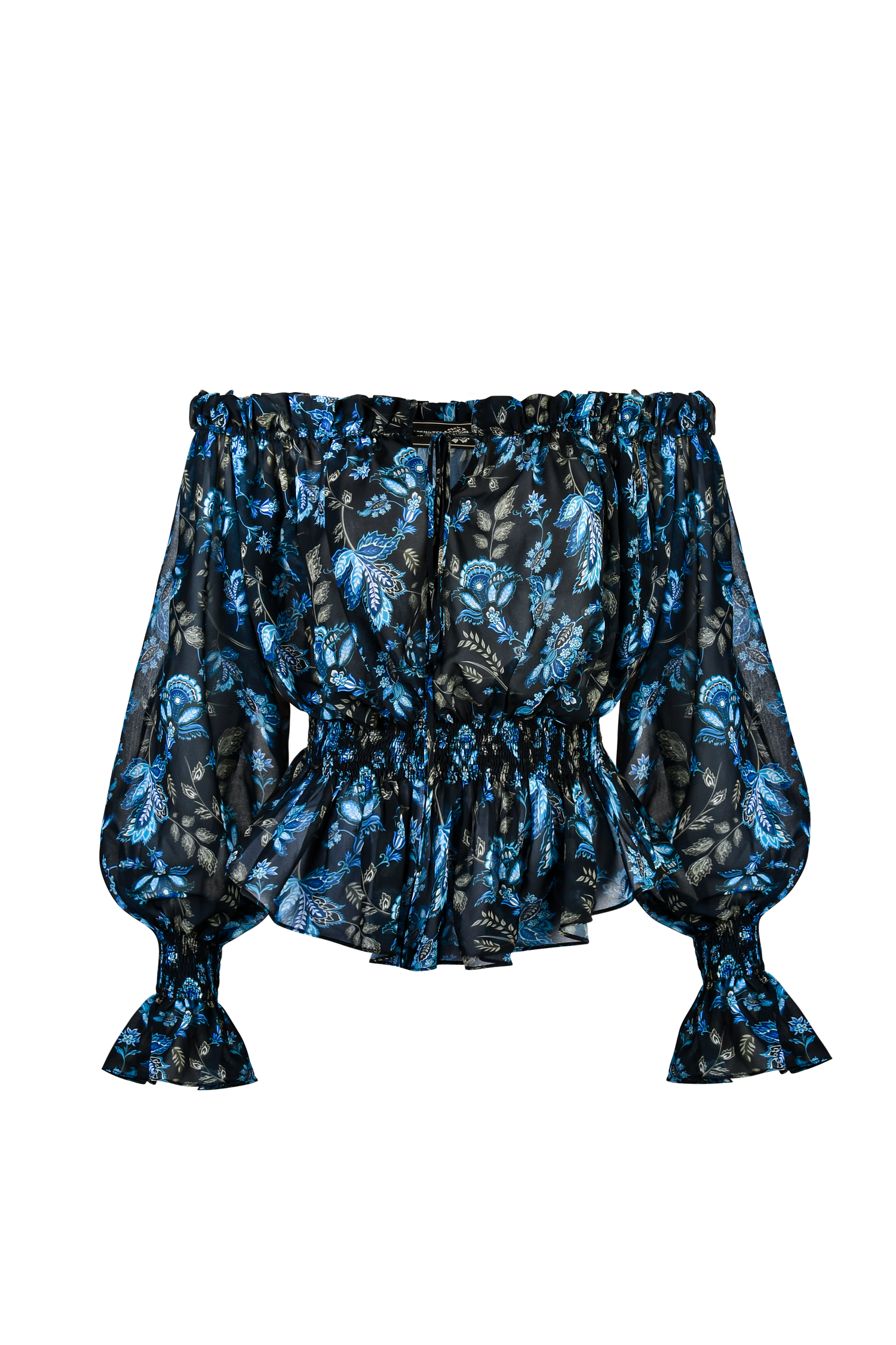 Golshan Blouse - Golestan Printed Chiffon Blue & Black