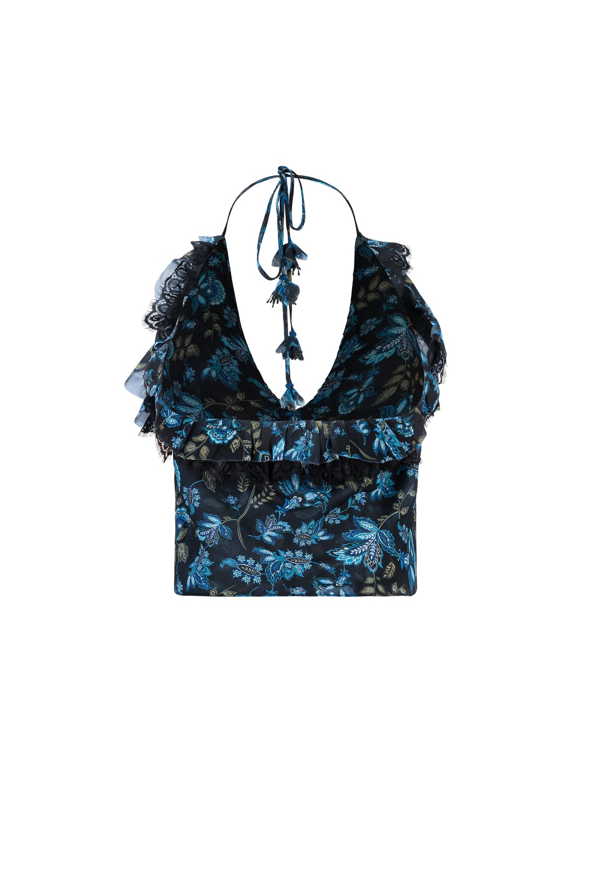 Lona Top - Hydraenga Printed Chiffon Blue & White Tops - Bustier & Embroidered Rosewater House 