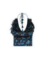Lona Top - Hydraenga Printed Chiffon Blue & White Tops - Bustier & Embroidered Rosewater House 