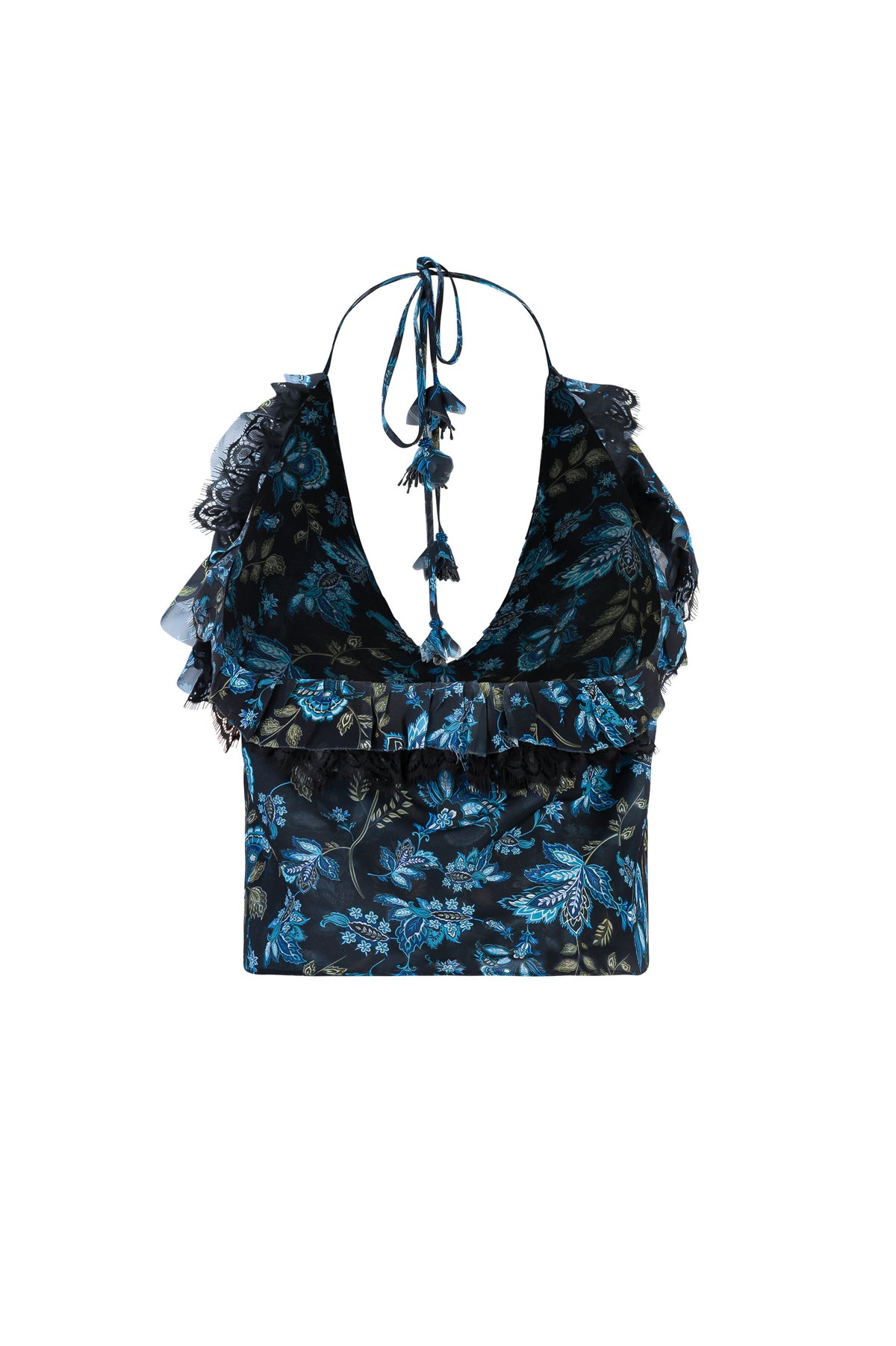 Lona Top - Golestan Printed Chiffon Blue & Black Tops - Bustier & Embroidered Rosewater House 