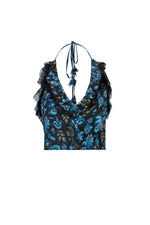 Lona Top - Golestan Printed Chiffon Blue & Black Tops - Bustier & Embroidered Rosewater House 
