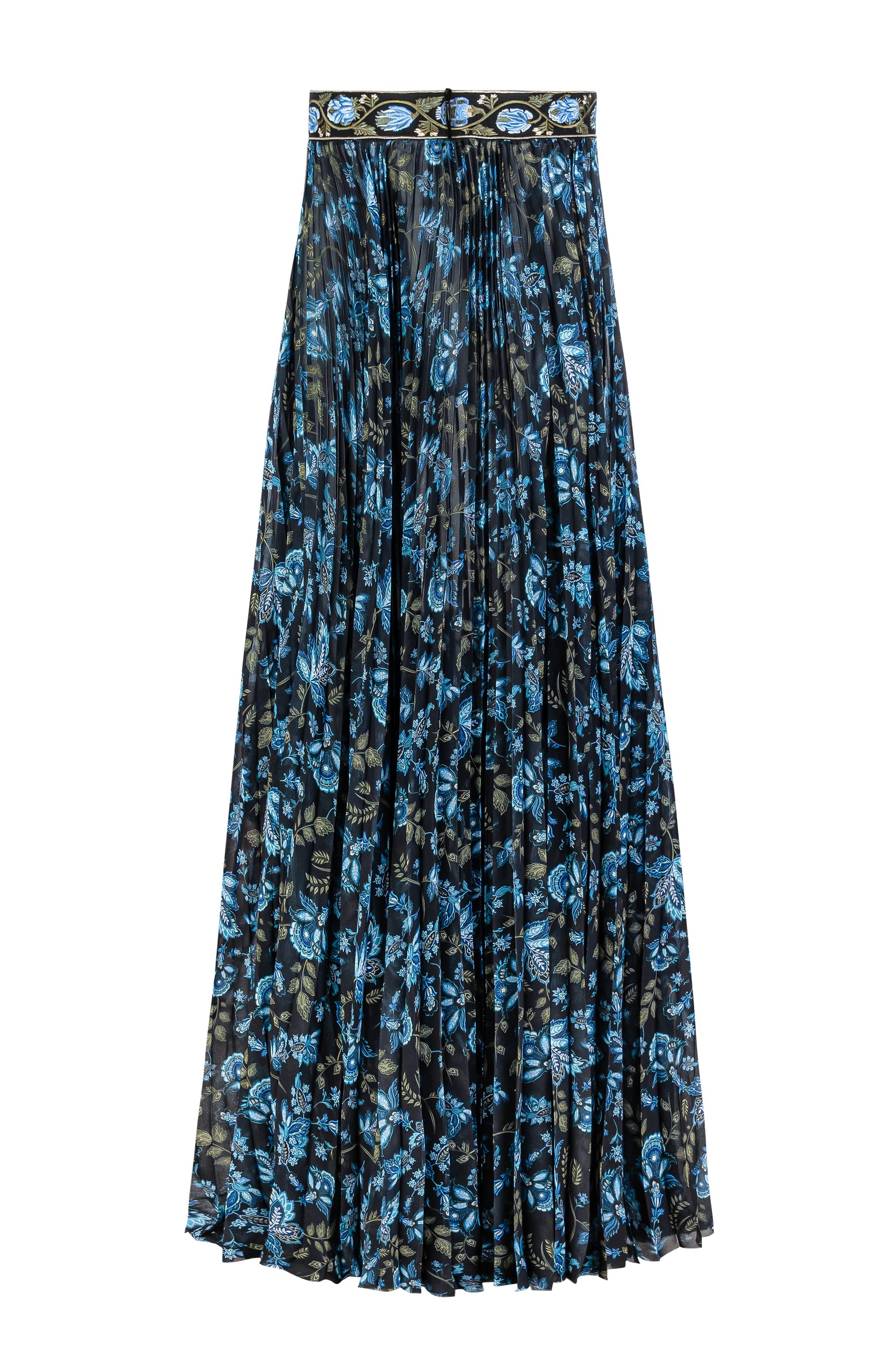Viona Skirt - Golestan Printed Chiffon Blue & Black Bottoms - Skirts Rosewater House