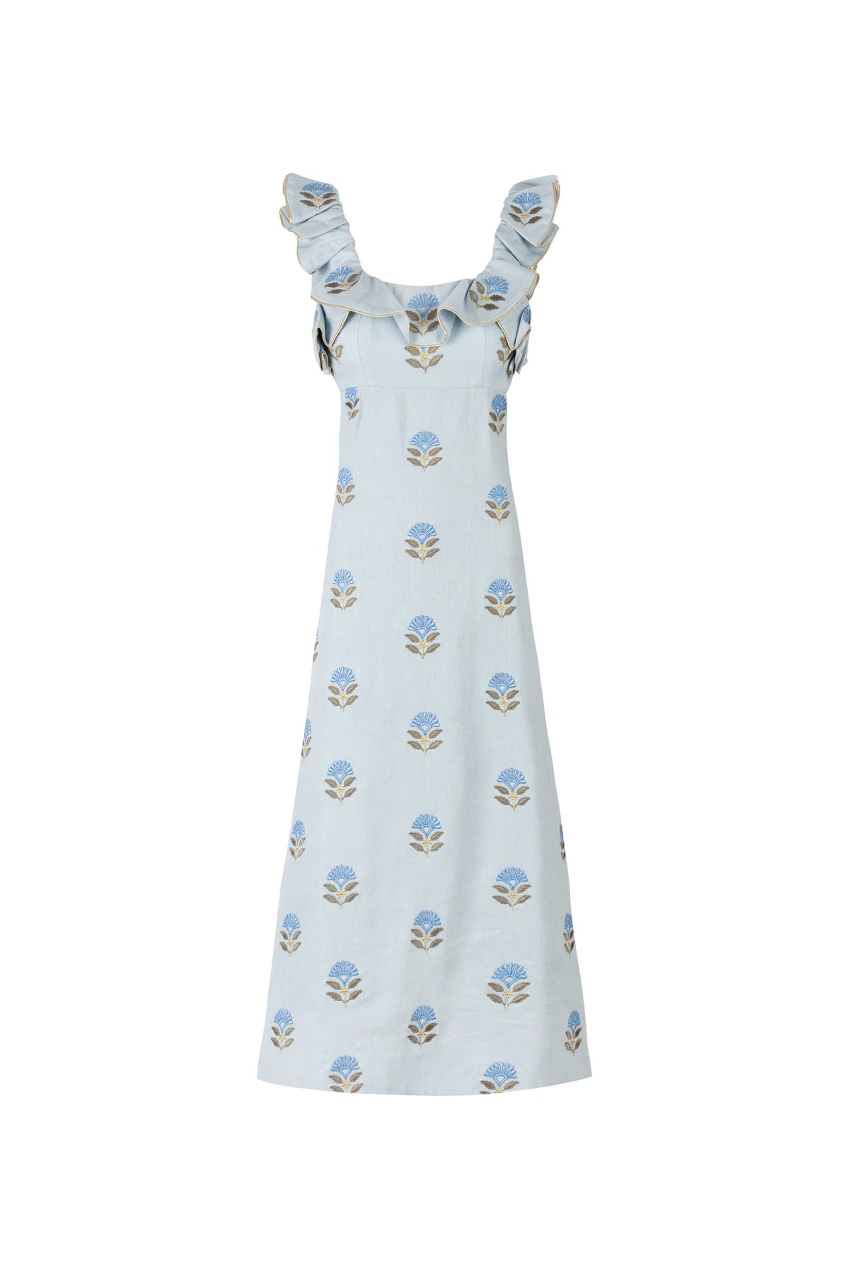 Malika Dress - Lotus Embroidery Dresses - Midi Rosewater House 