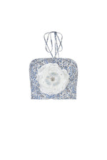 Gol bustier - Printed silk Blue Rosewater House