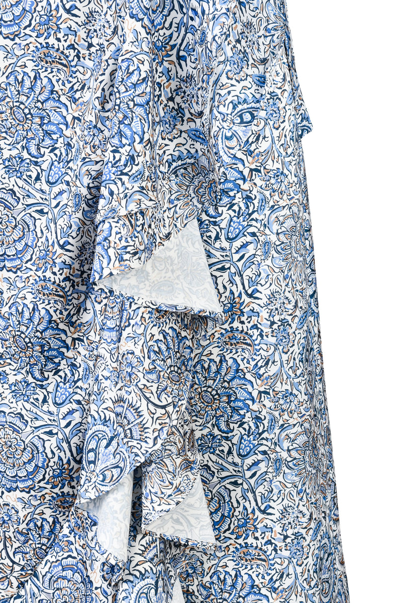 Golestan skirt - Printed Silk Blue Rosewater House 