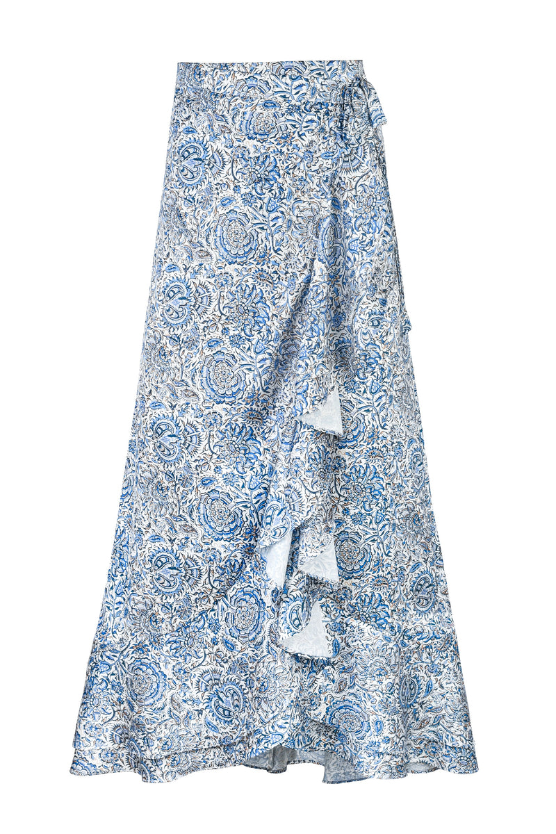 Golestan skirt - Printed Silk Blue Rosewater House 