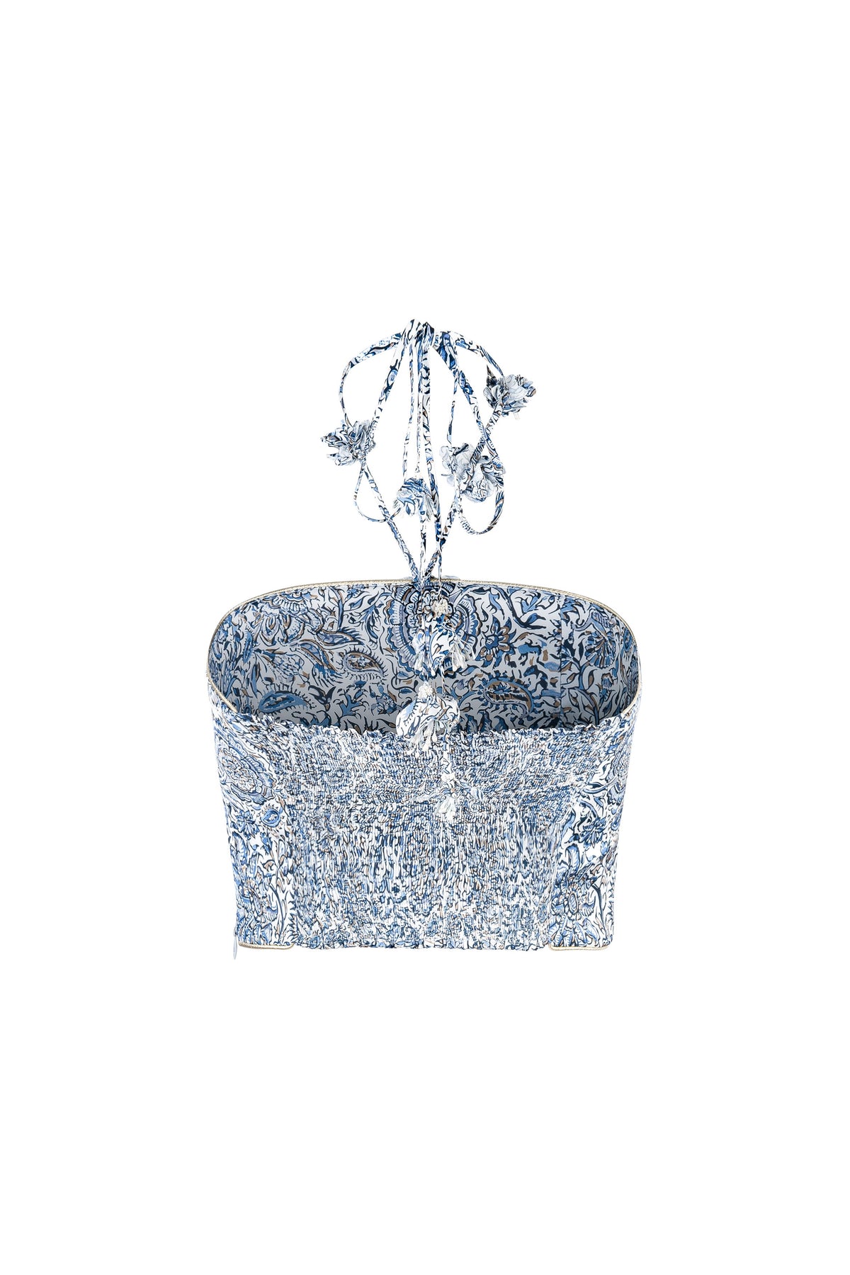 Hava Bustier - Printed Silk Blue Rosewater House