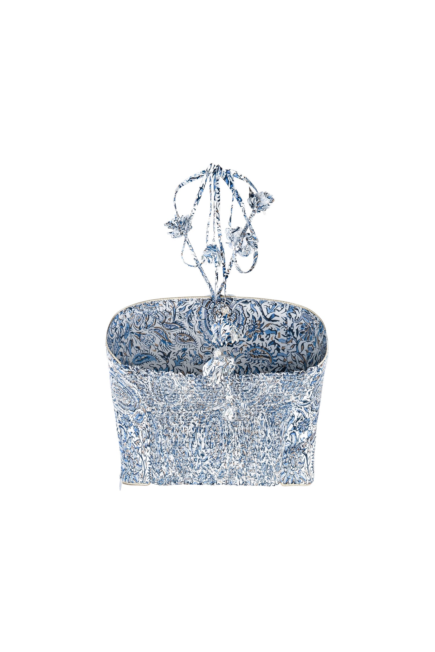 Hava Bustier - Printed Silk Blue Rosewater House