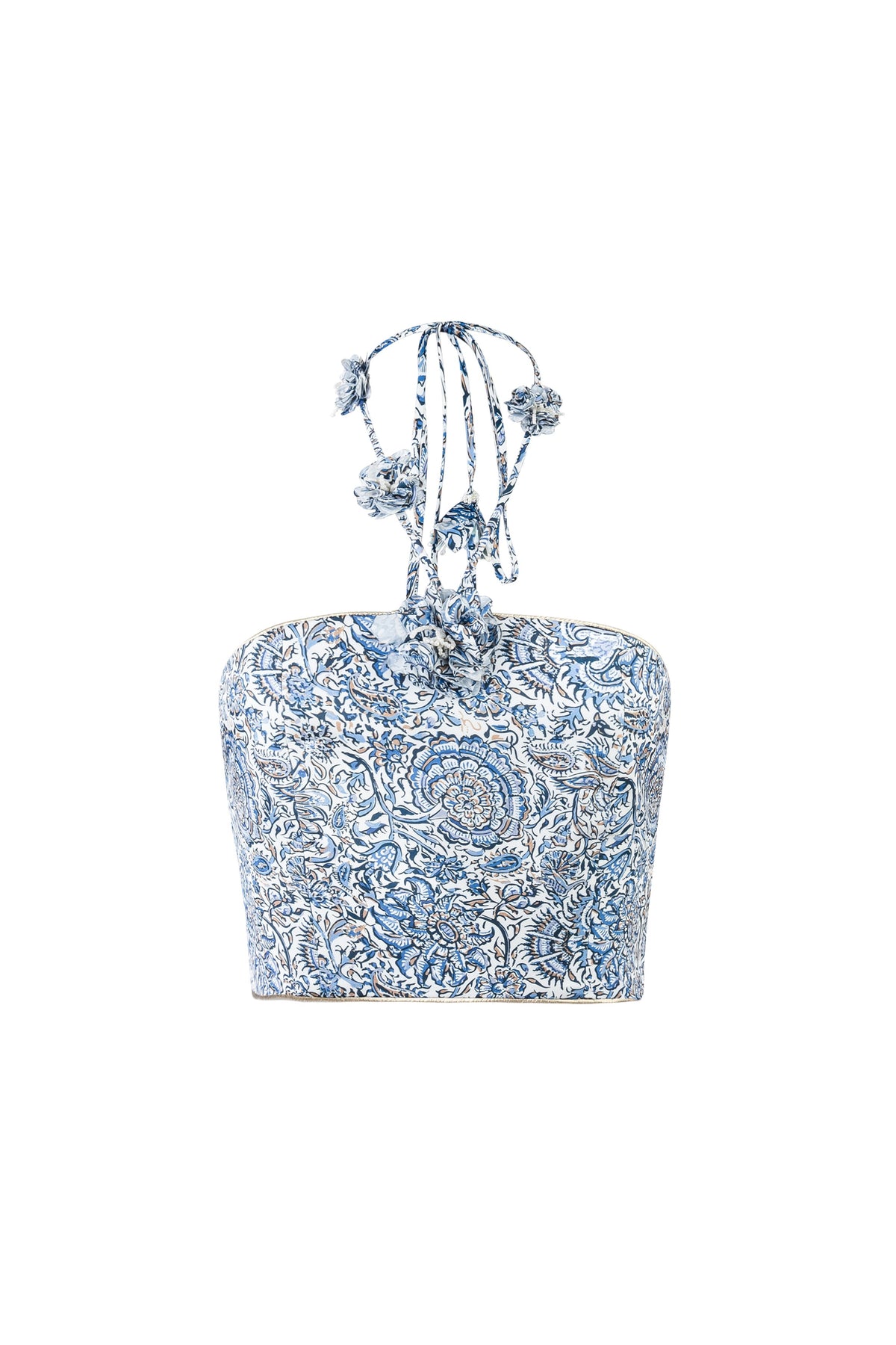 Hava Bustier - Printed Silk Blue Rosewater House