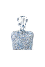 Hava Bustier - Printed Silk Blue Rosewater House