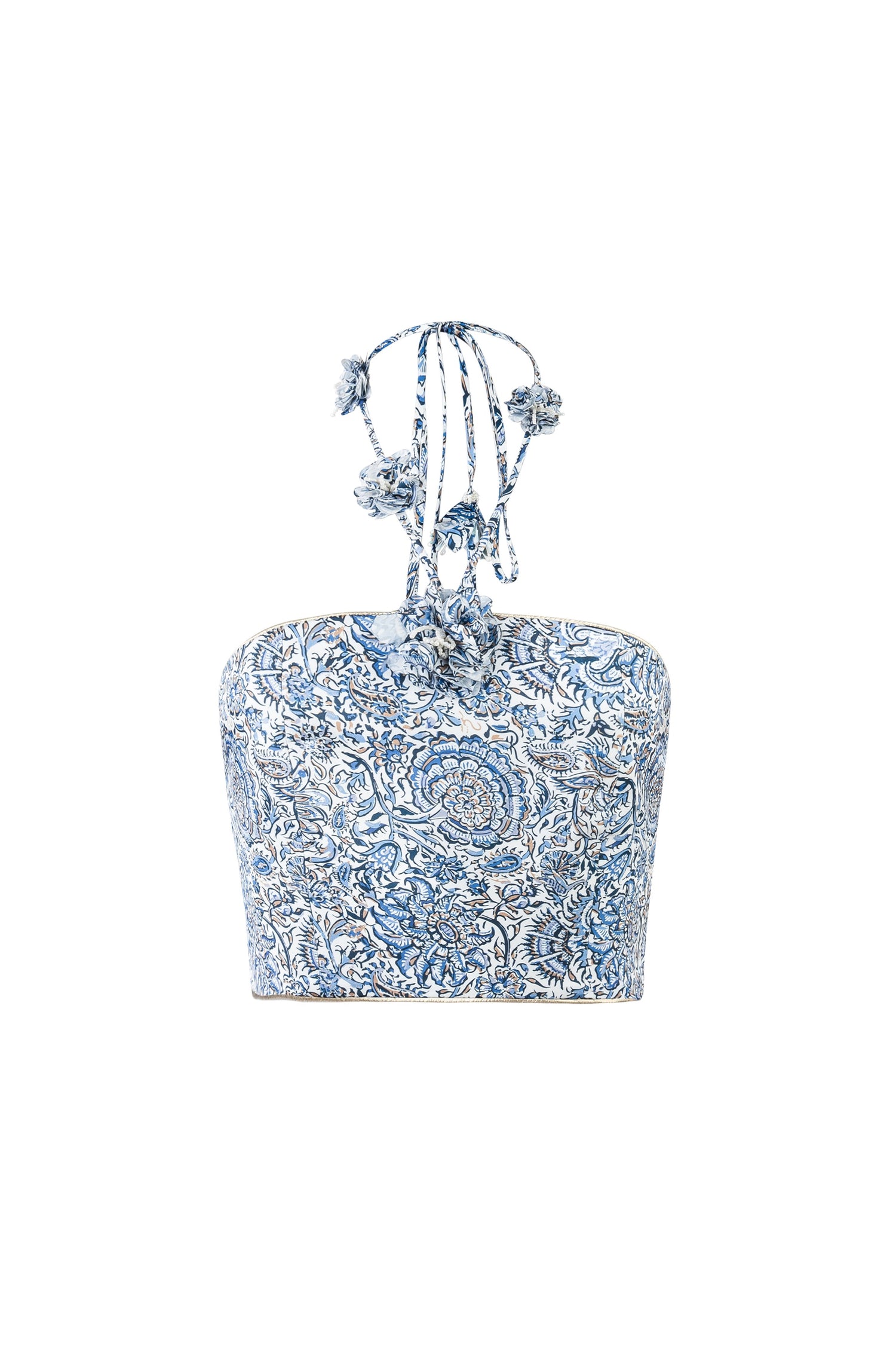 Hava Bustier - Printed Silk Blue Rosewater House