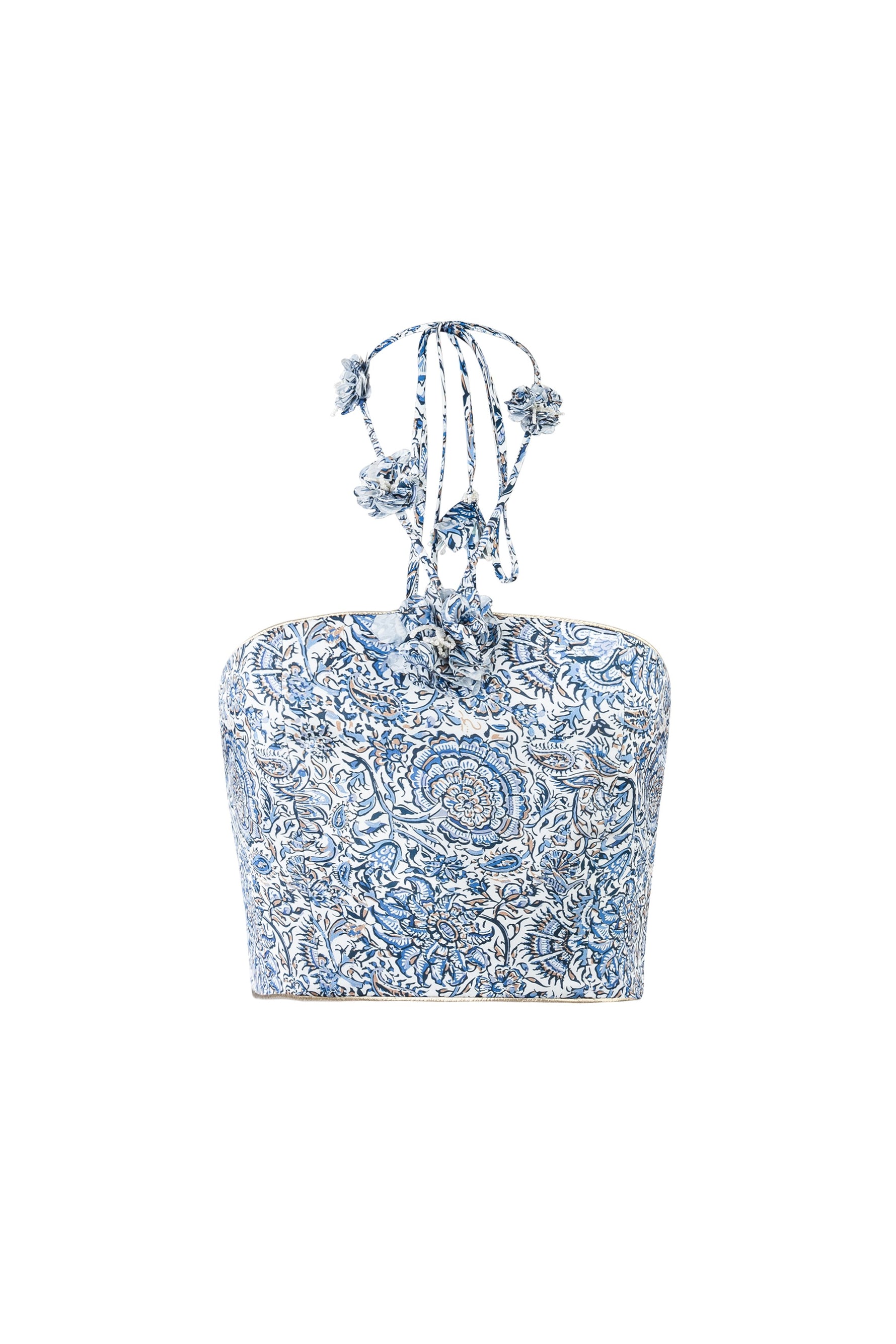 Hava Bustier - Printed Silk Blue Rosewater House