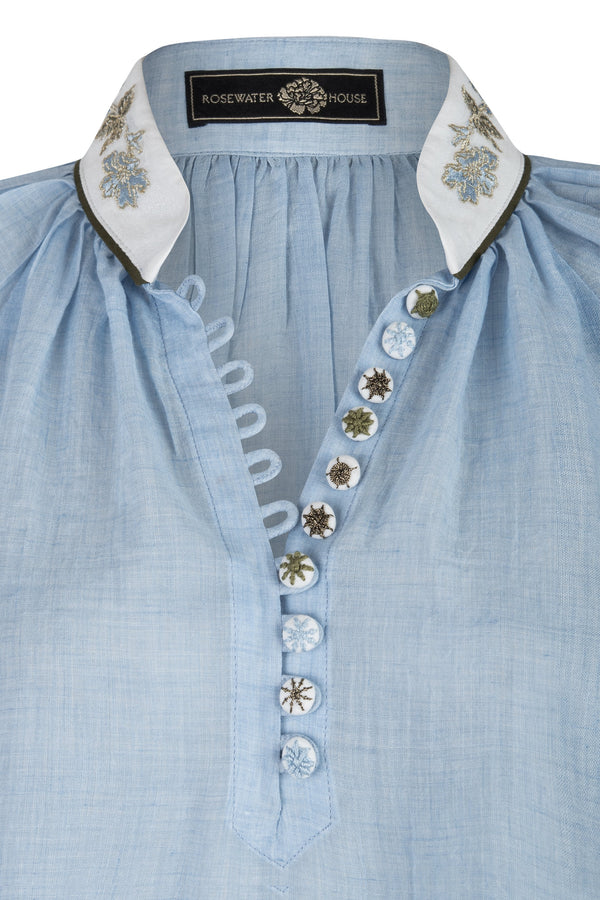 Ivy Blouse - Blue and White Tops - Blouse Rosewater House 