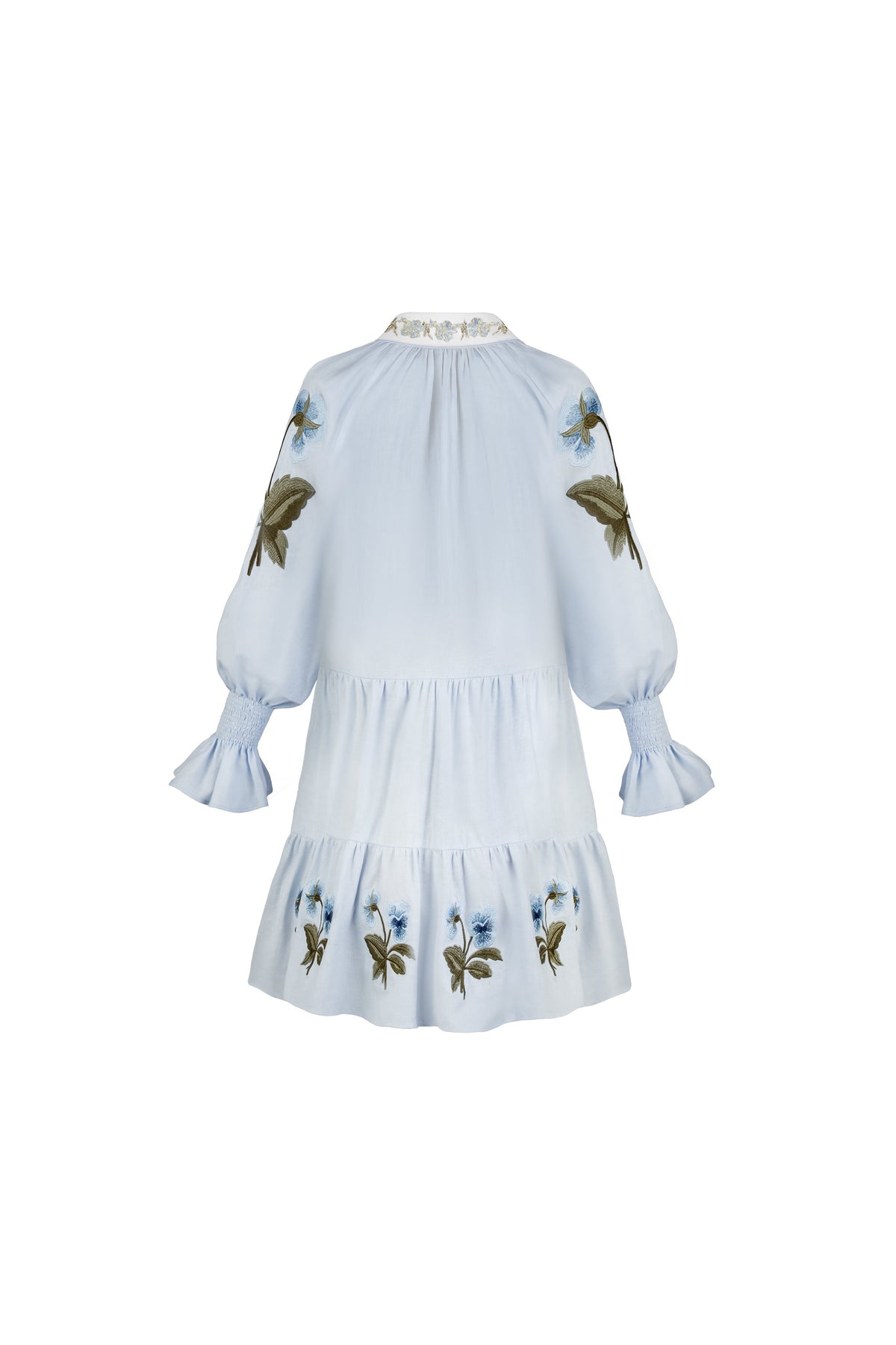 Amelia Mini dress - Pansy Embroidered Blue & Navy Dresses - Mini Rosewater House 