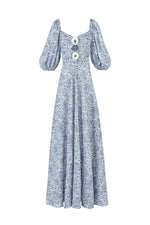 Rosa Dress - Printed Chiffon Blue Rosewater House