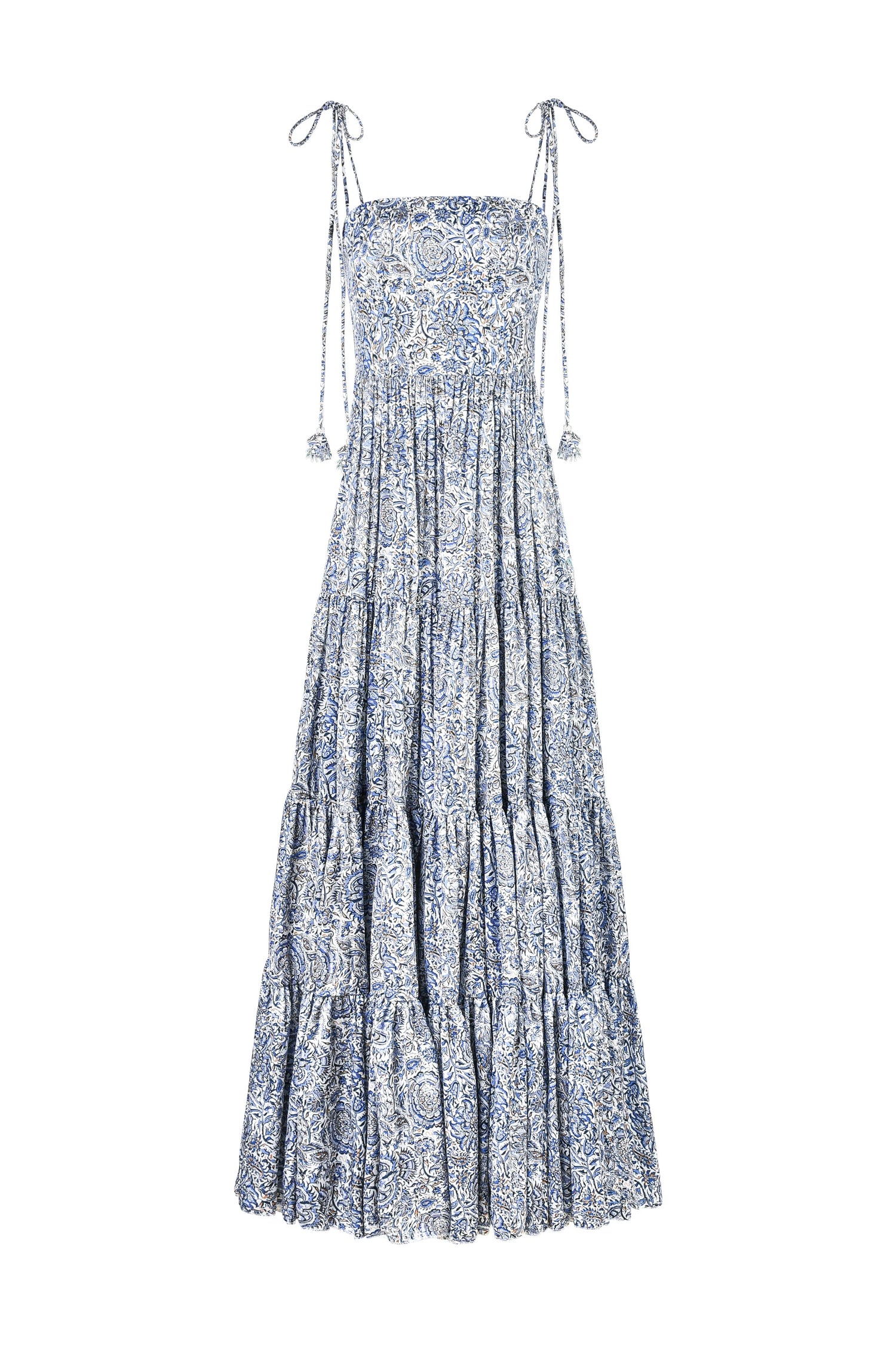 Sara Maxi Dress - Printed Silk Blue Rosewater House